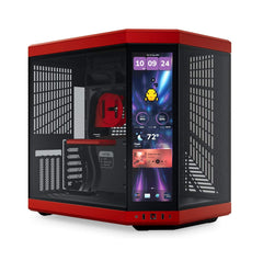 HYTE Y70 Touch Infinite Dual Chamber ATX Mid Tower Computer Case with Integrated 2.5K LCD Touchscreen - Black Red