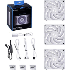 Lian Li UNI Fan P28 120mm Daisy-Chain PWM Case Fan - Triple Fan Pack - White