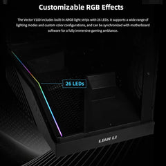 Lian Li Vector V100 ARGB ATX Mid Tower Computer Case With 4 x 120mm ARGB Fans Pre-Installed - Black