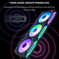 Lian Li UNI Fan SL-Infinity Wireless 120mm ARGB Reverse Blade Case Fan with Controller - Triple Fan Pack - White