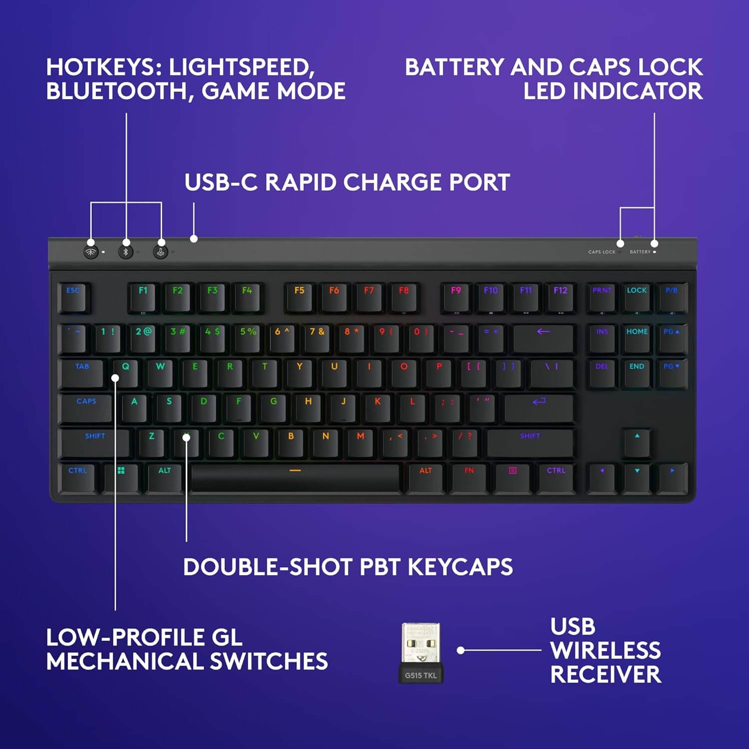 Logitech G515 LIGHTSYNC RGB TKL Wired Gaming Keyboard