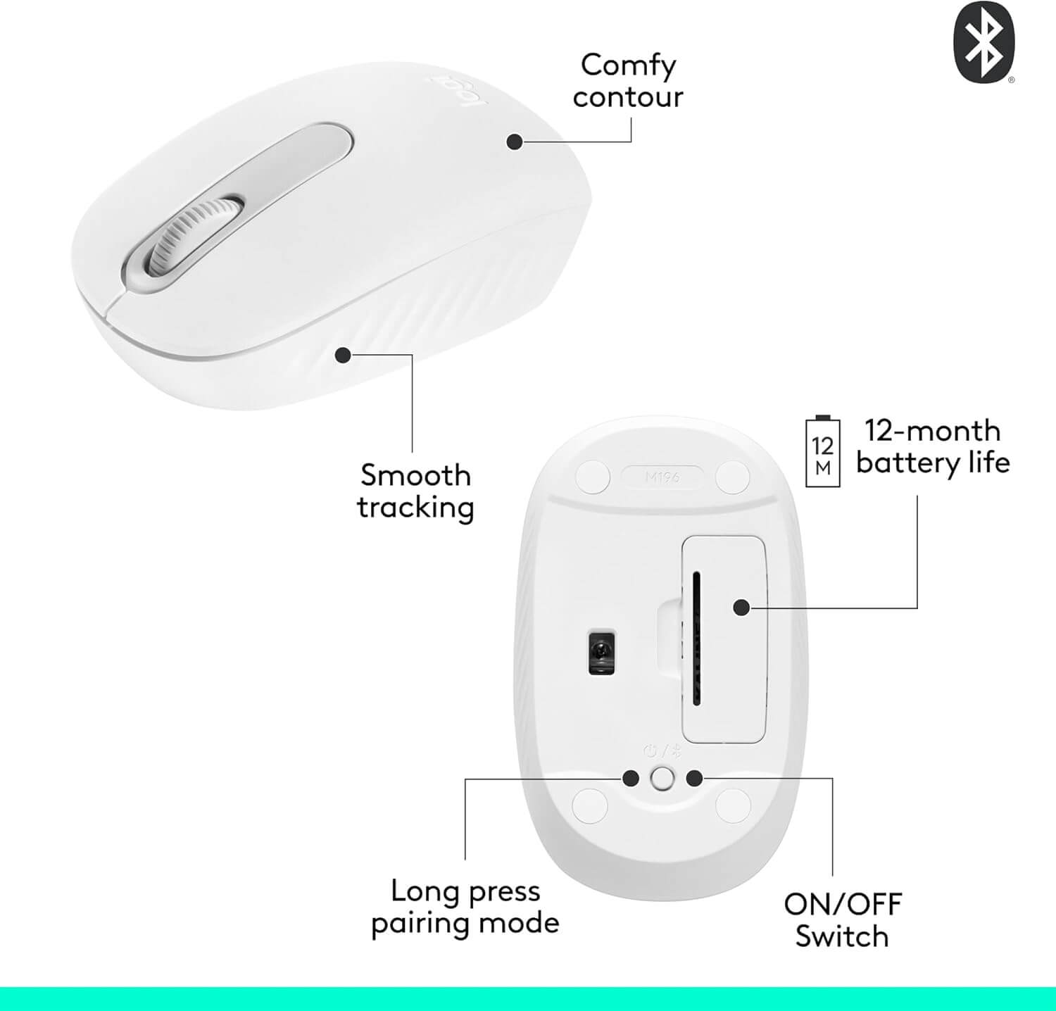 Logitech M196 Compact and Portable Bluetooth Wireless Mouse