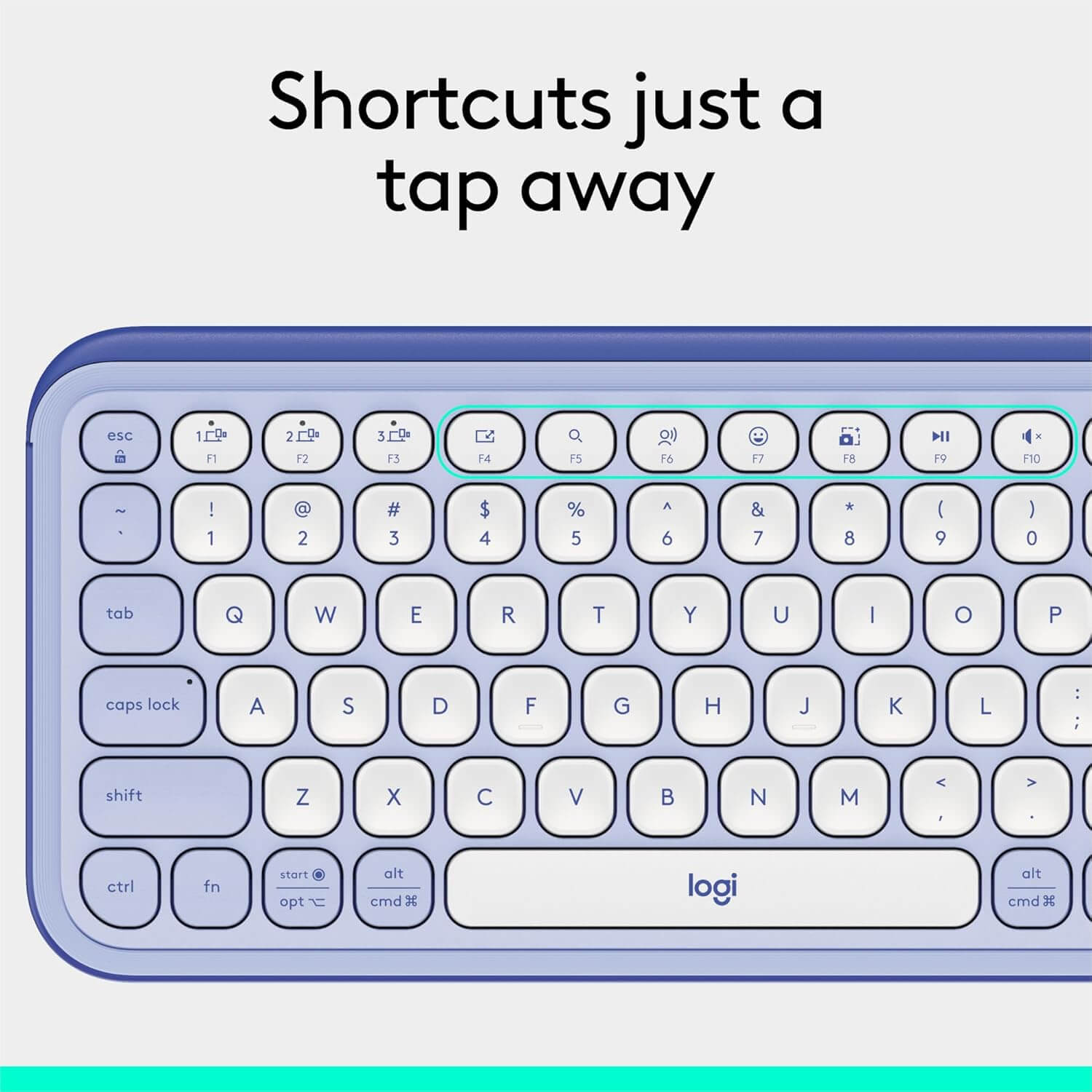 Logitech POP ICON Keys Wireless Bluetooth Keyboard - Lilac and Off-White