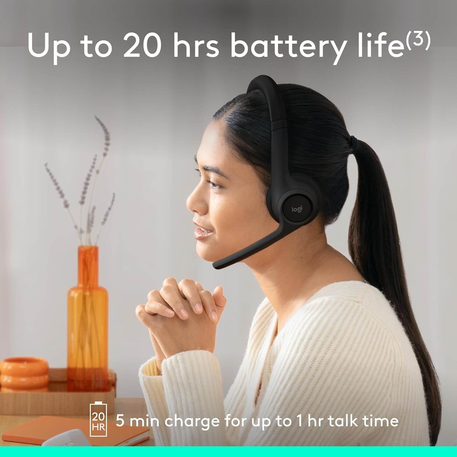 Logitech Zone 300 Wireless Bluetooth Headset with Noise-Canceling Microphone