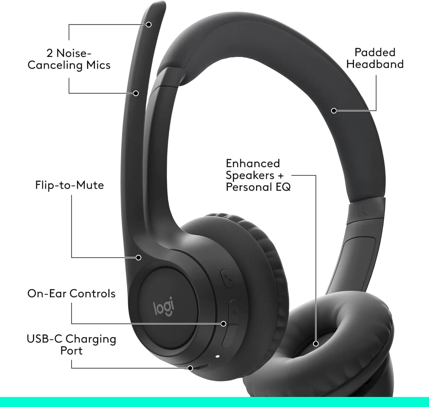 Logitech Zone 300 Wireless Bluetooth Headset with Noise-Canceling Microphone