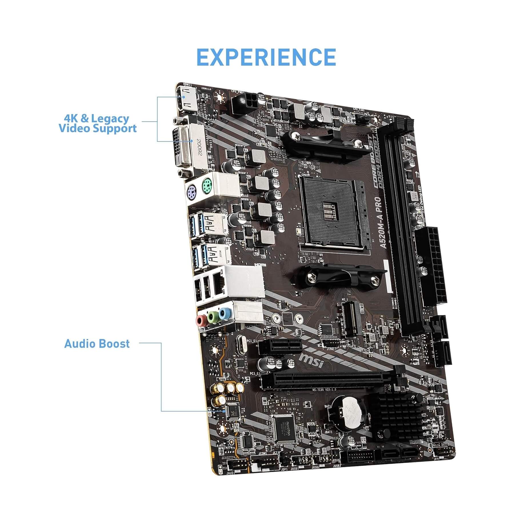 MSI A520M-A PRO AM4 AMD microATX Gaming Motherboard