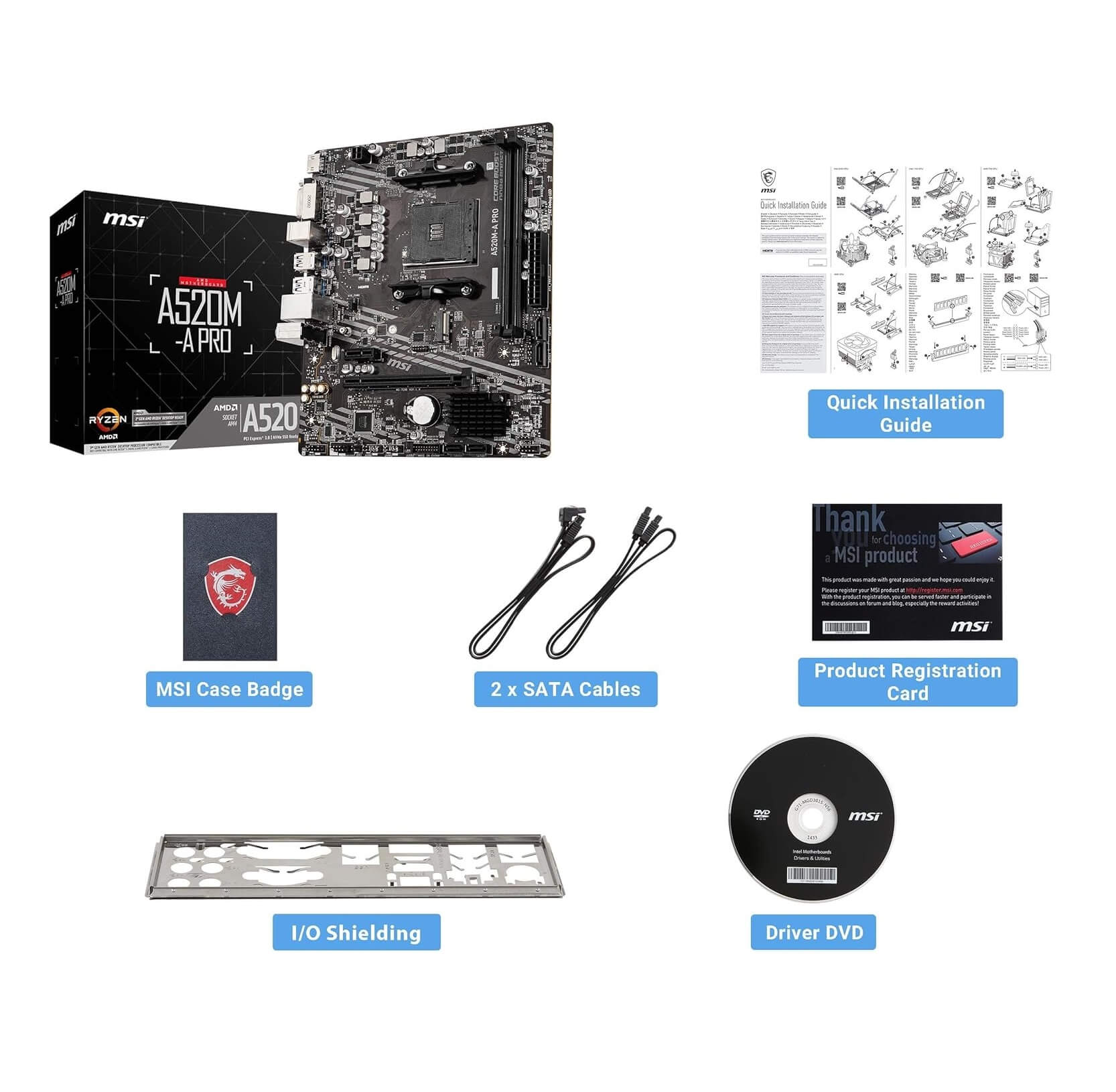 MSI A520M-A PRO AM4 AMD microATX Gaming Motherboard