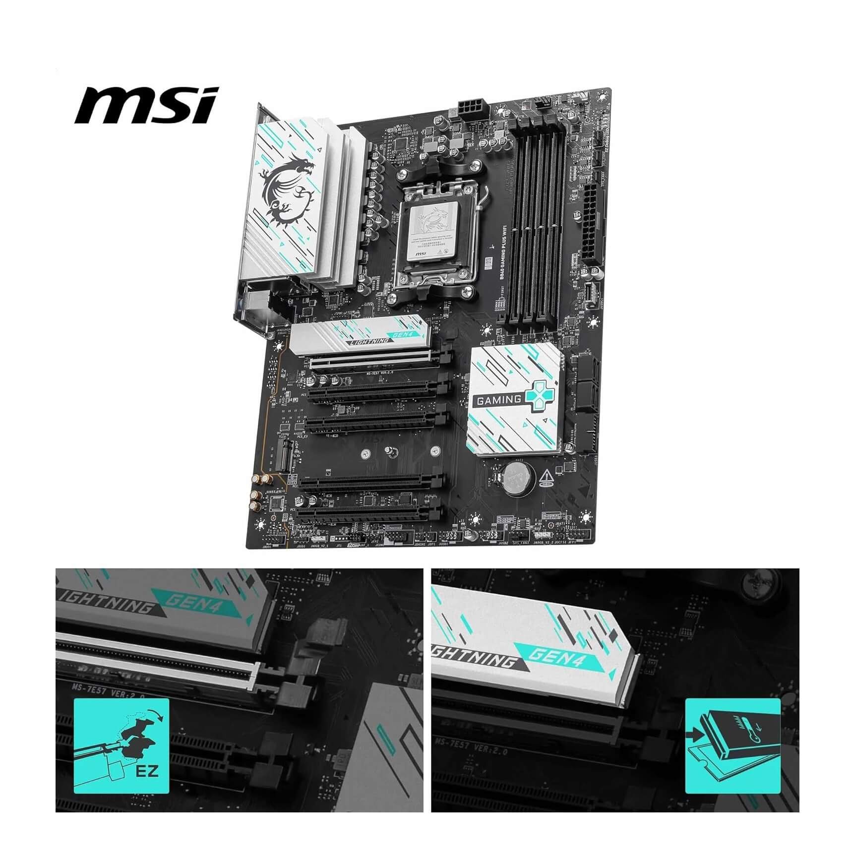 MSI B840 Gaming Plus WiFi DDR5 AMD Ryzen AM5 ATX Gaming Motherboard