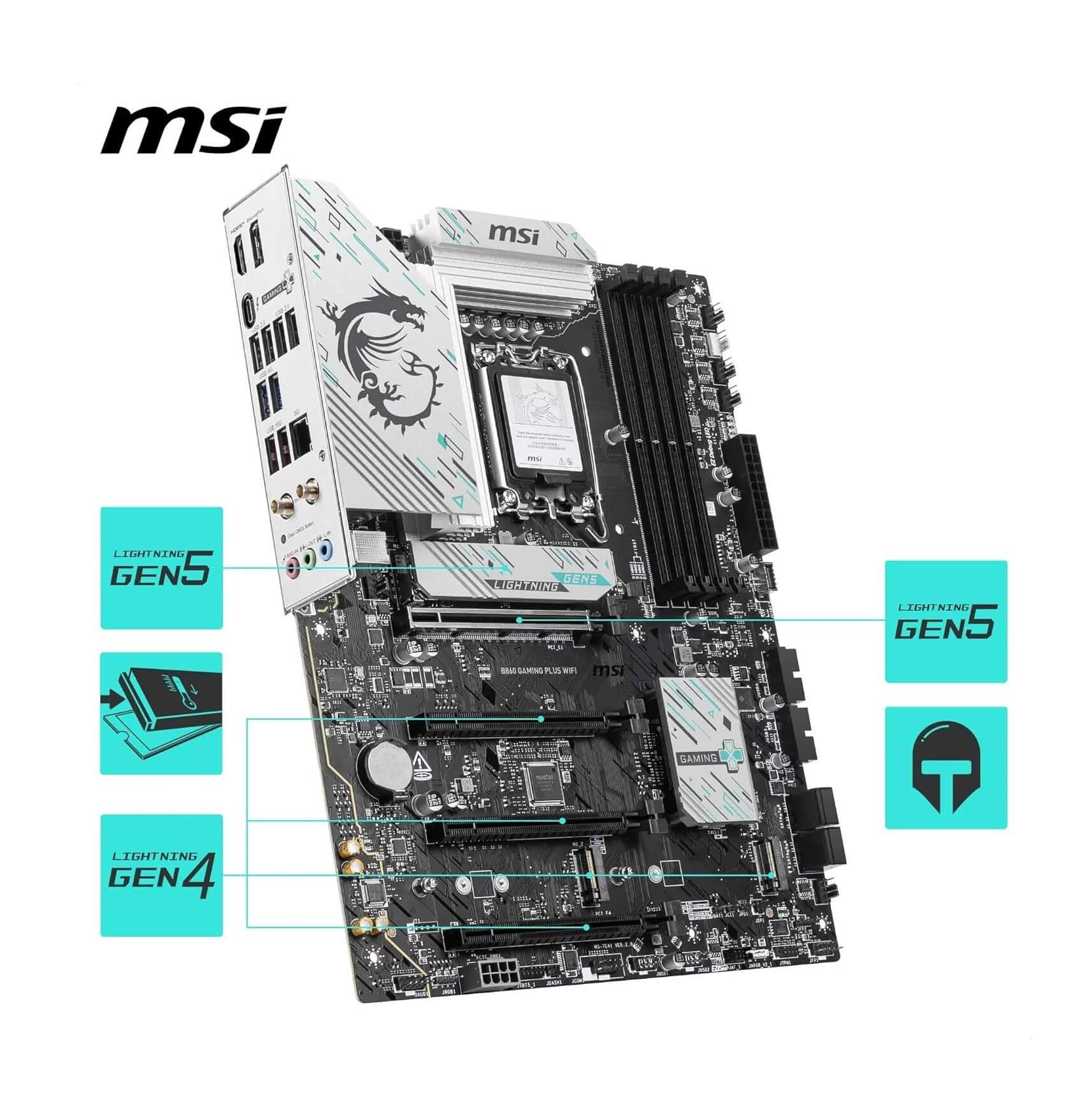 MSI B860 GAMING PLUS WiFi DDR5 Intel B860 LGA 1851 ATX Gaming Motherboard