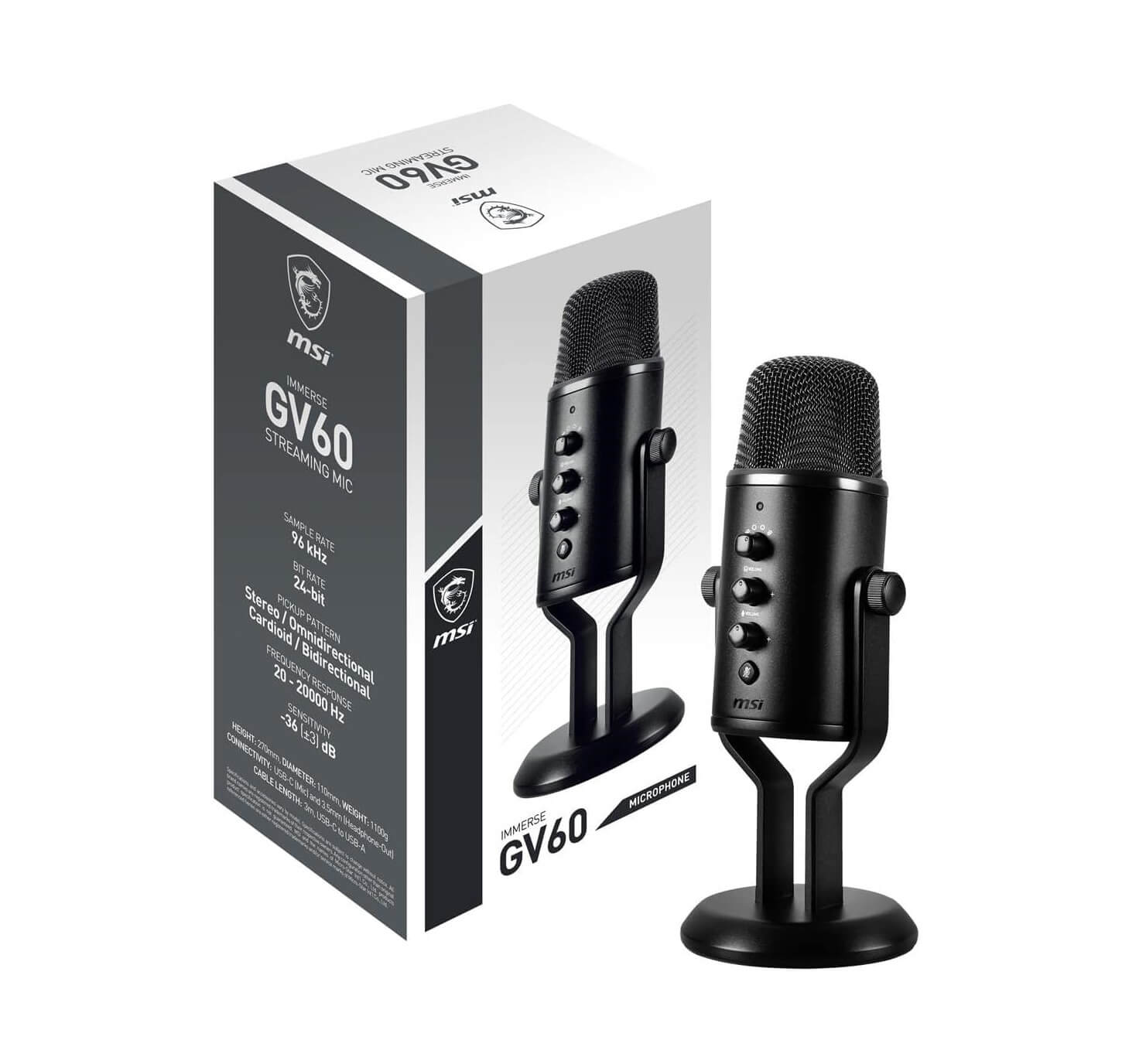 MSI IMMERSE GV60 Omnidirectional Streaming Microphone