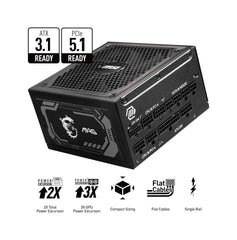MSI MAG A1250GL PCIE 5 1250W 80+ Gold Fully Modular Power Supply