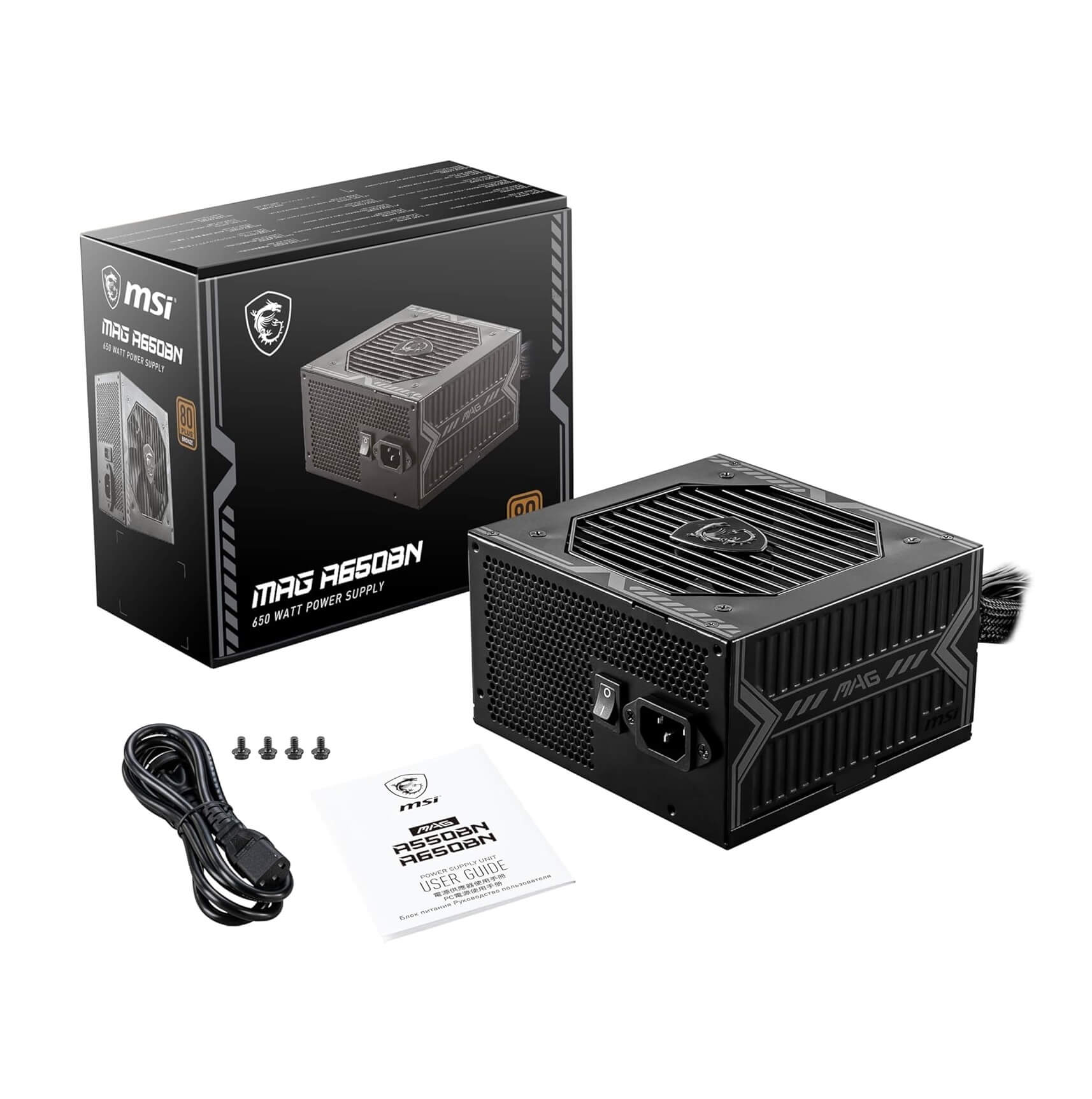 MSI MAG A650BN 650W 80+ Bronze Non-Modular Compact Power Supply