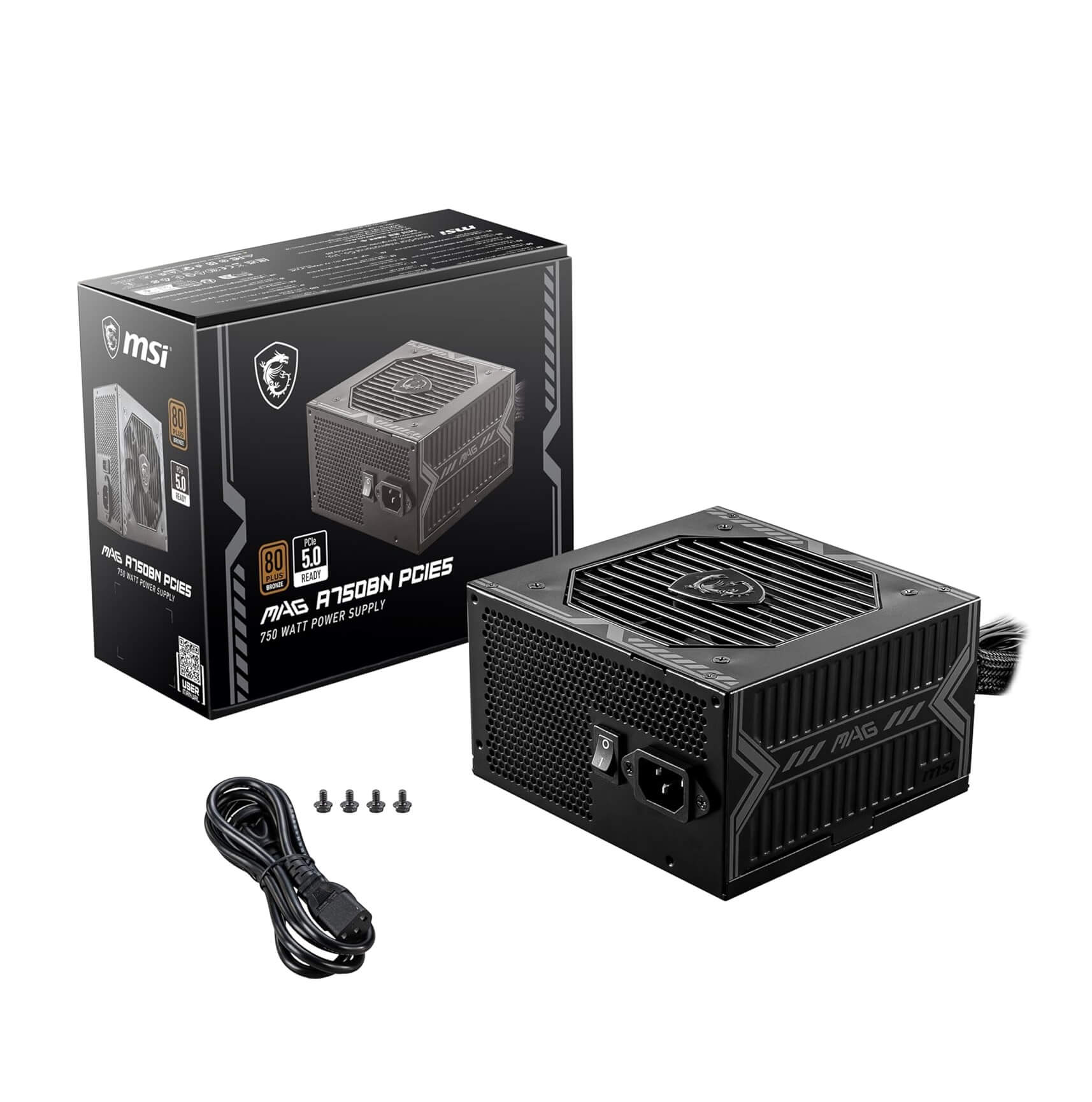MSI MAG A750BN PCIE5 750W 80+ Bronze Certified Power Supply