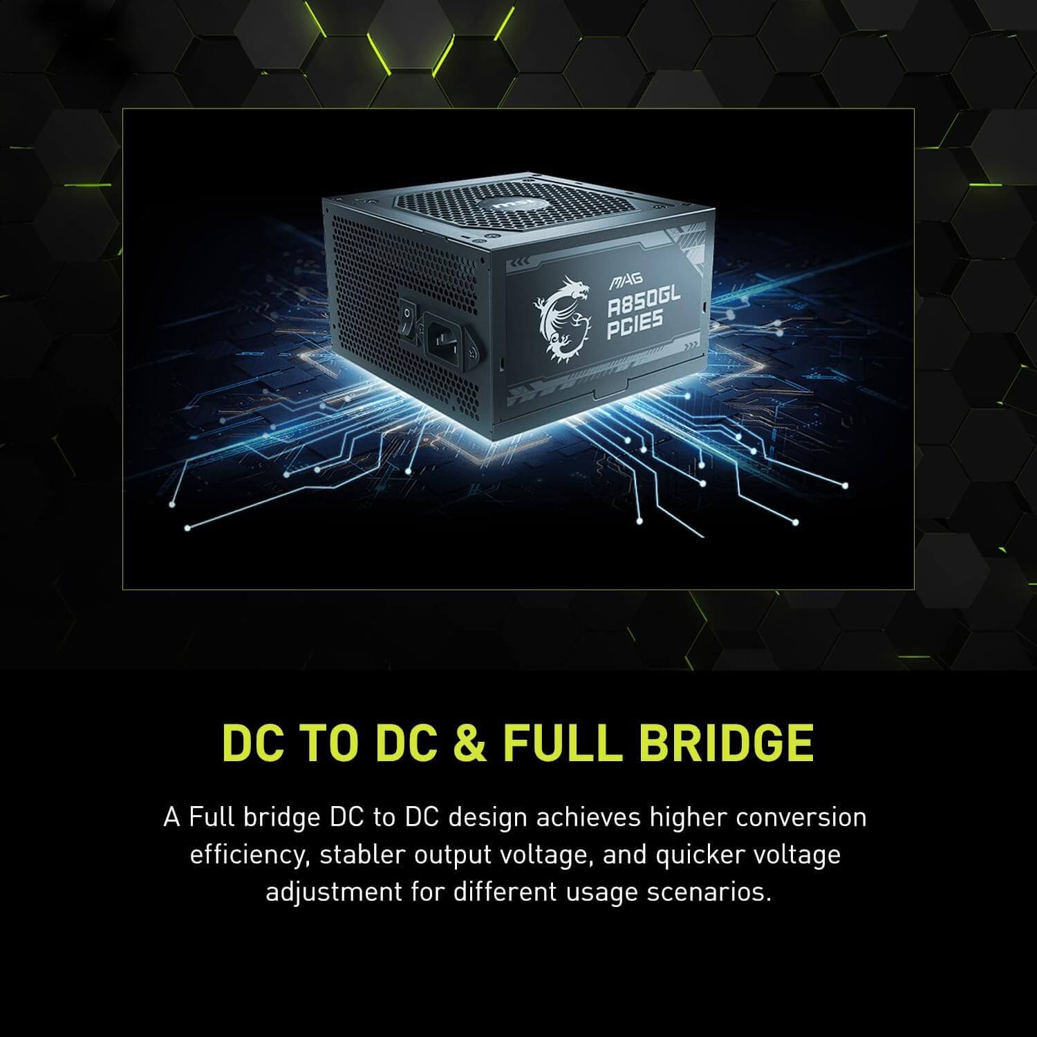 MSI MAG A850GL PCIE 5 850W 80+ Gold Fully Modular Power Supply