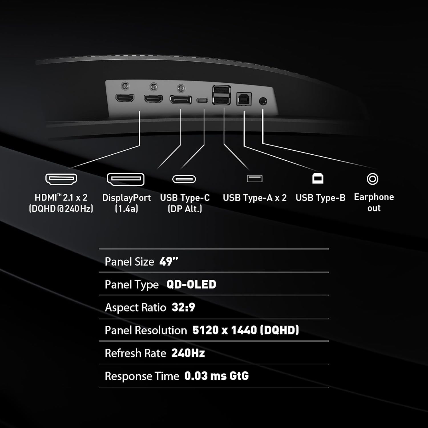 MSI MPG 491CQPX QD-OLED 49" QD-OLED DQHD 240Hz 0.03ms Curved Gaming Monitor