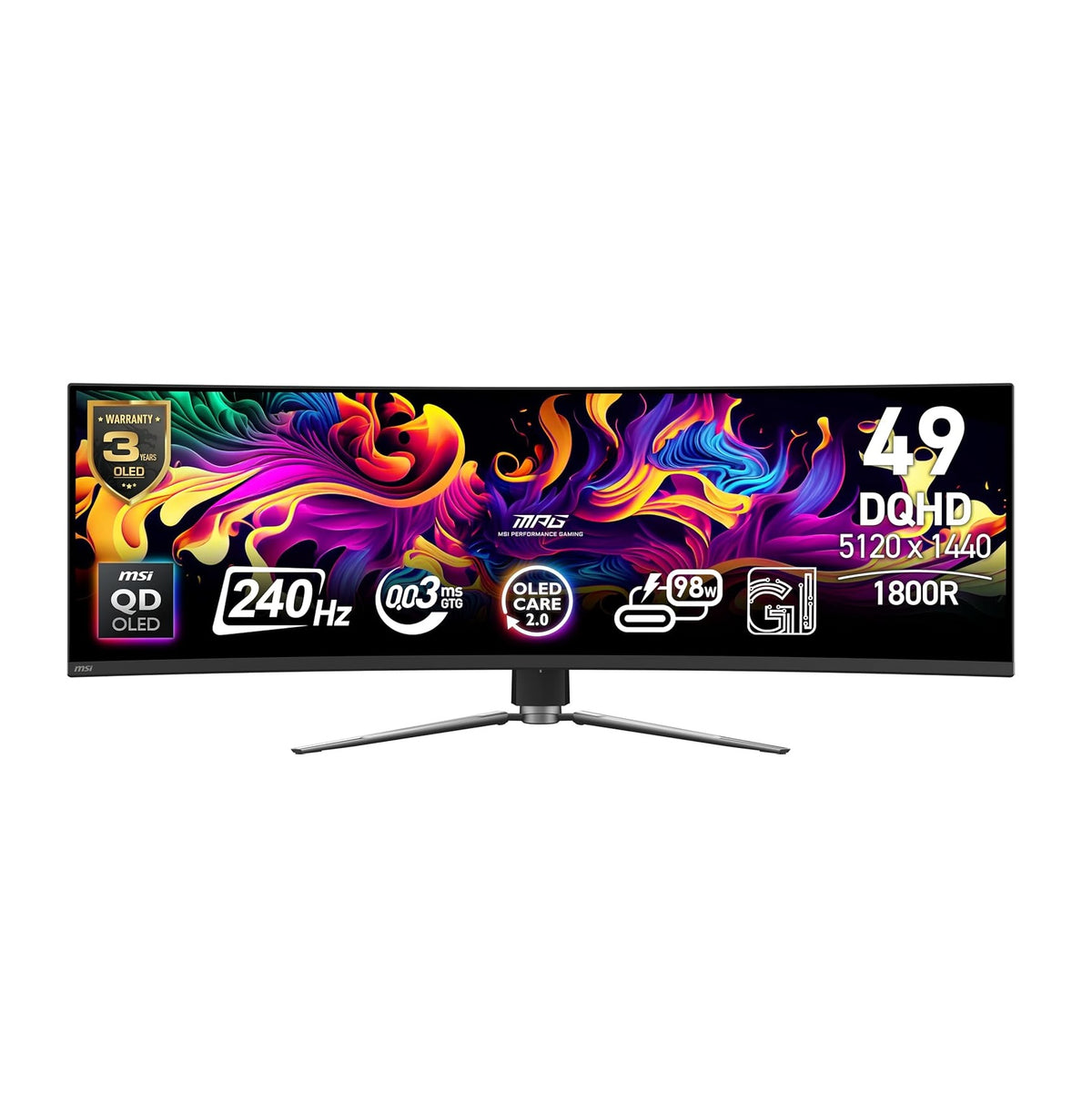 MSI MPG 491CQPX QD-OLED 49" QD-OLED DQHD 240Hz 0.03ms Curved Gaming Monitor