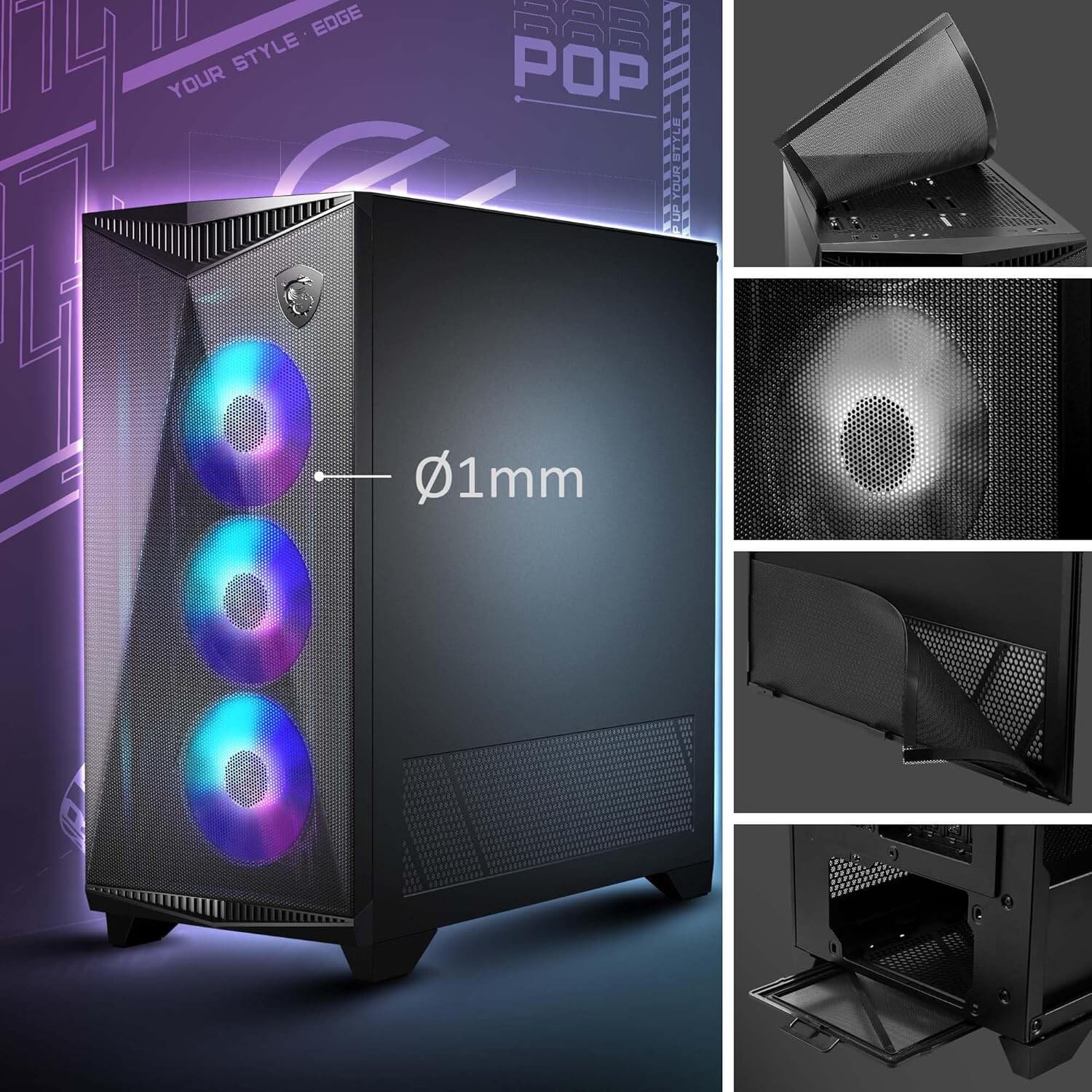 MSI MPG GUNGNIR 300R Airflow ARGB Premium ATX Mid-Tower Gaming Computer Case