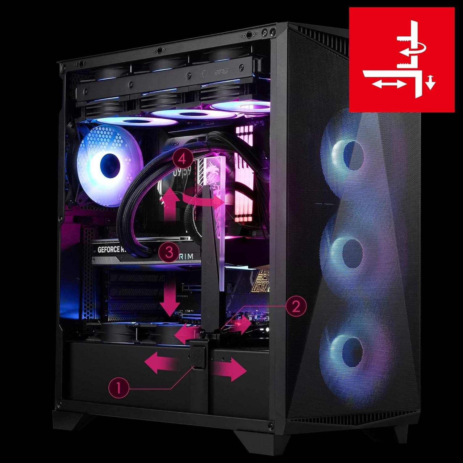 MSI MPG GUNGNIR 300R Airflow ARGB Premium ATX Mid-Tower Gaming Computer Case
