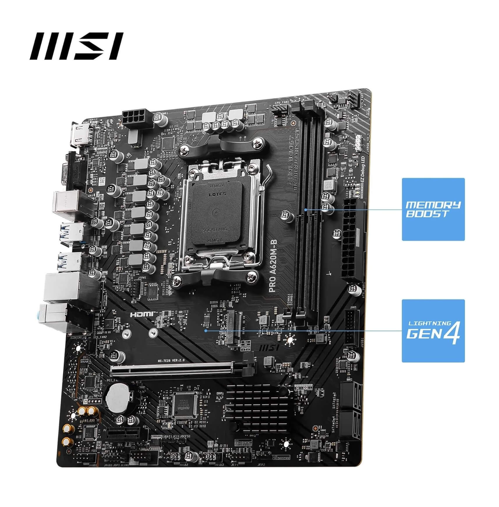 MSI Pro A620M-B DDR5 AM5 AMD Ryzen 9000 MicroATX Motherboard