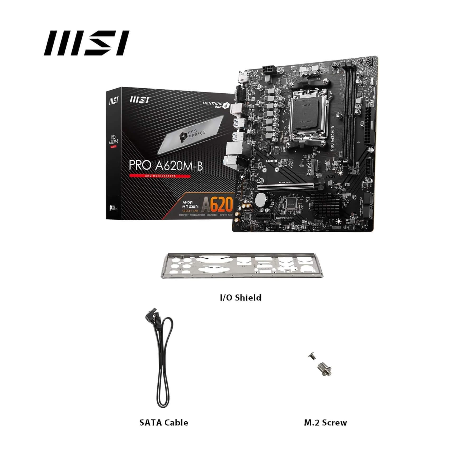 MSI Pro A620M-B DDR5 AM5 AMD Ryzen 9000 MicroATX Motherboard