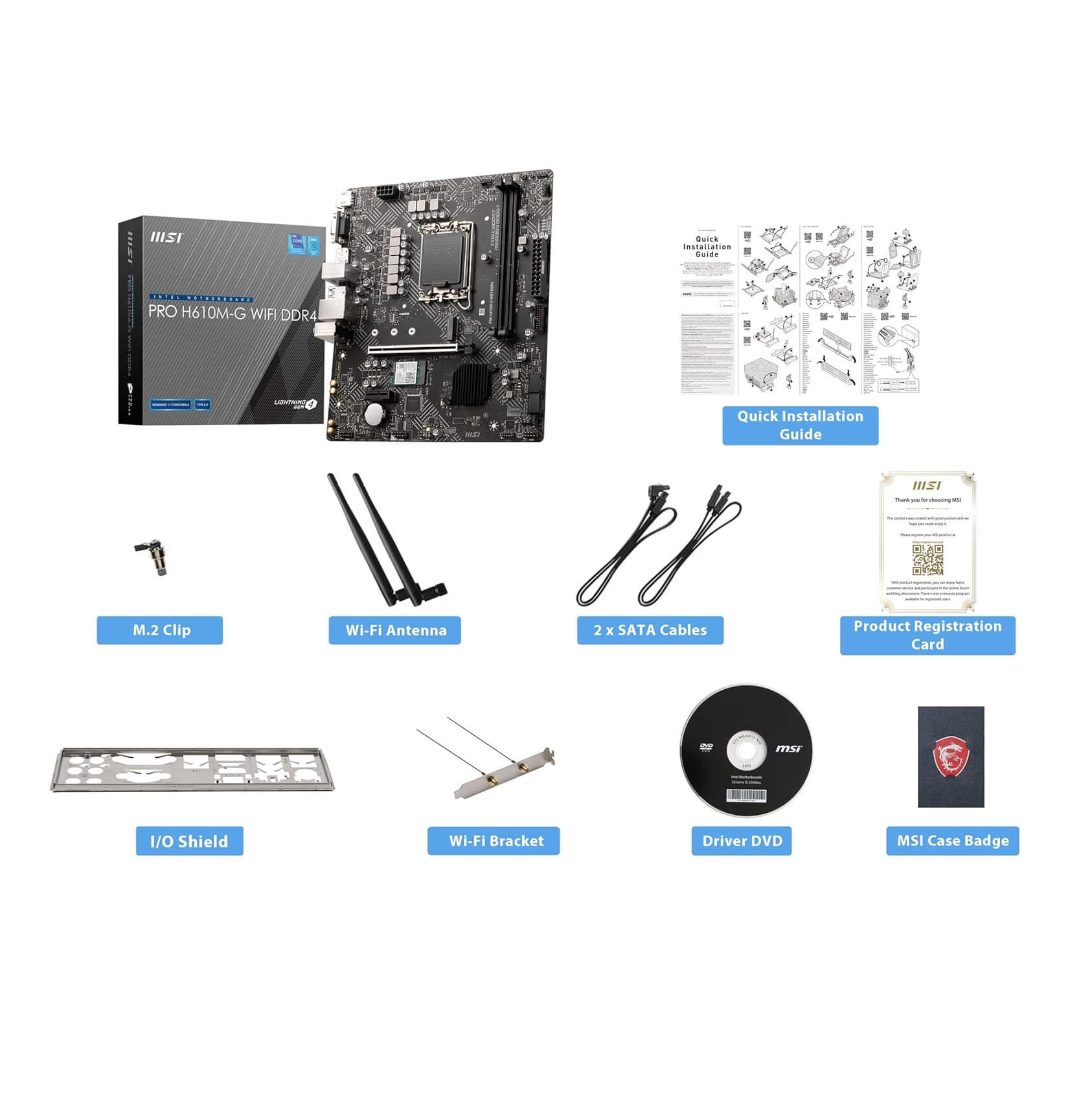 MSI Pro H610M-G Wifi DDR4 Intel 14th/13th Gen microATX Motherboard