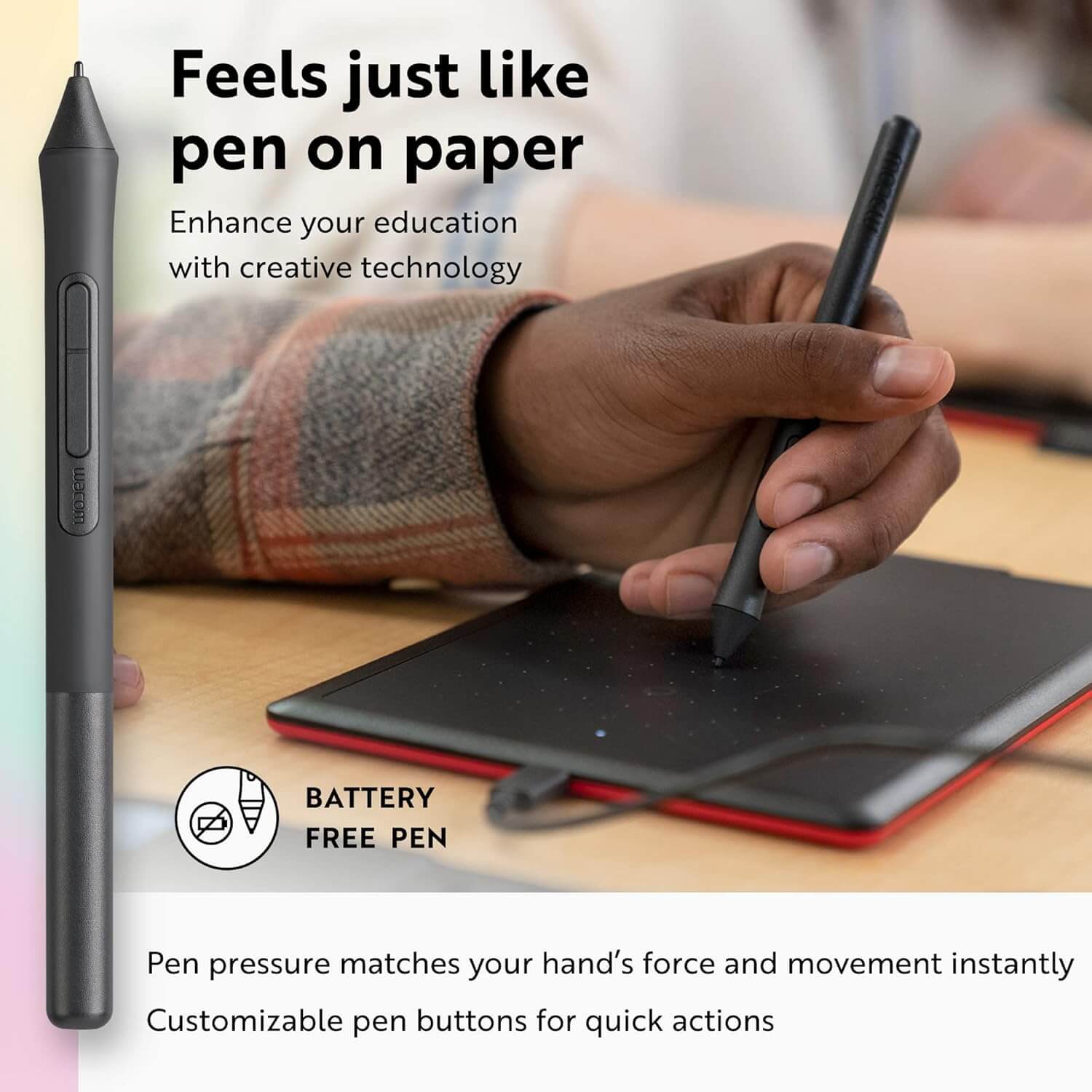 One by Wacom Medium Graphics Drawing Tablet 10.9" x 7.4" Inches