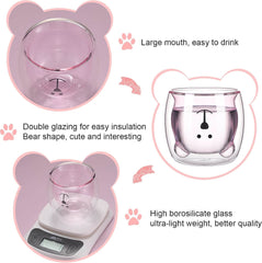 Prismora Double Layer Glass Cute Bear Mug 300ml - Pink