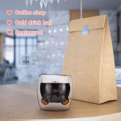 Prismora Double Layer Glass Cute Bear Mug 300ml - Pink
