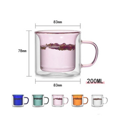 Prismora Double Layer Glass Mug Pink 200ml