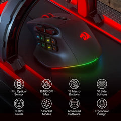Redragon Aatrox M811 MMO RGB Wired Gaming Mouse with 10 Side Macro Keys