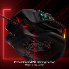 Redragon Aatrox M811 MMO RGB Wired Gaming Mouse with 10 Side Macro Keys