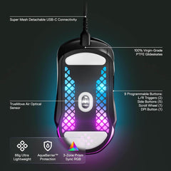 SteelSeries Aerox 5 Holey RGB Ultra-Lightweight Wired Gaming Mouse with TrueMove Air Optical Sensor