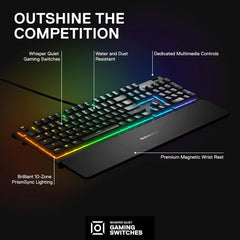 SteelSeries Apex 3 10-Zone RGB Illumination Gaming Keyboard - Whisper Quiet Gaming Switch