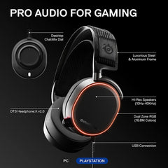 SteelSeries Arctis Pro High Fidelity Gaming Headset - Hi-Res Speaker Drivers - DTS Headphone: X v2.0 Surround for PC, Black