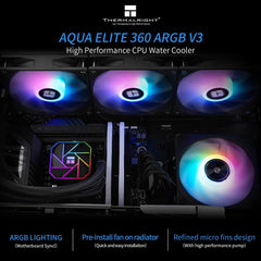 Thermalright Aqua Elite 360 V3 ARGB AIO 360mm CPU Liquid Cooler - Black