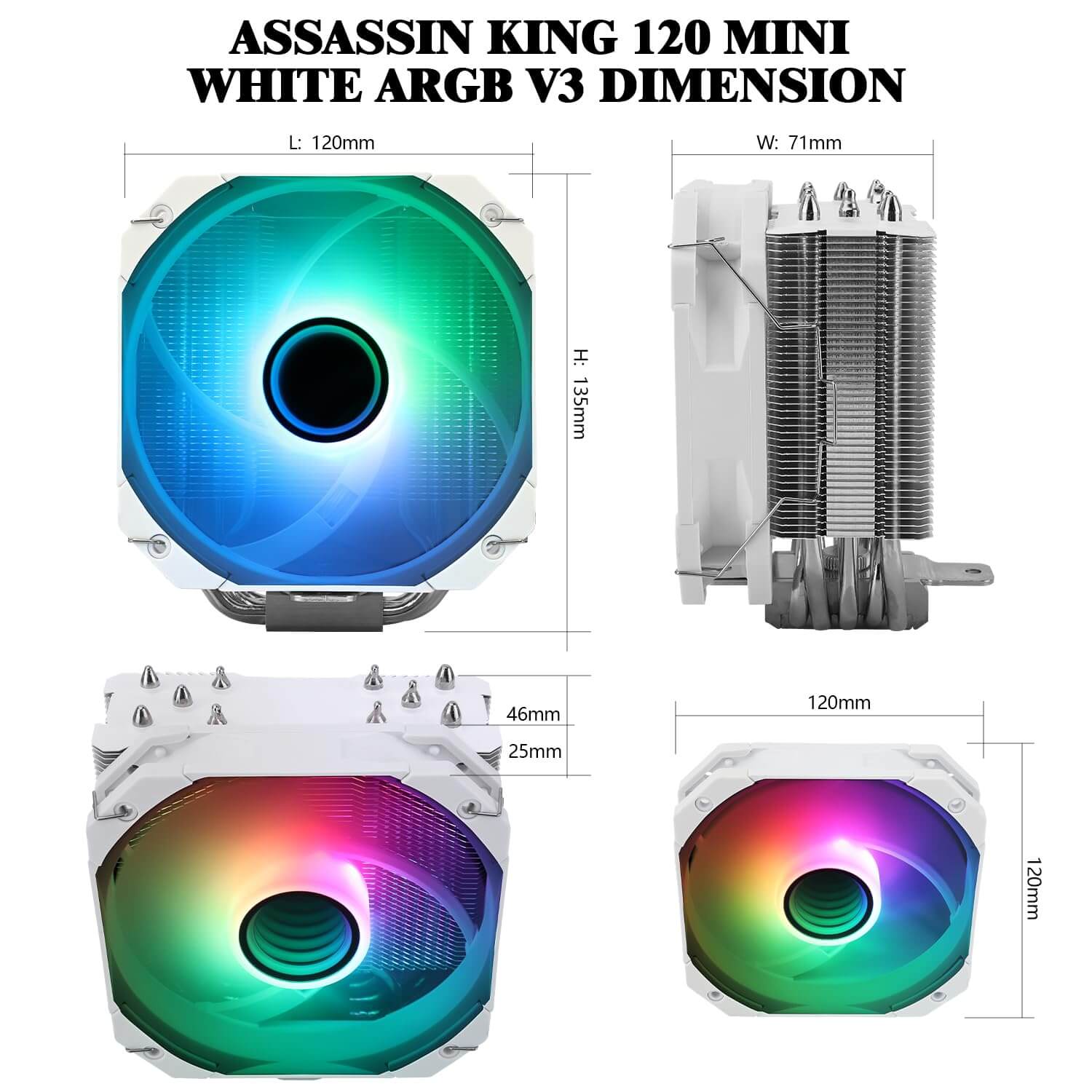 Thermalright Assassin King 120 Mini ARGB V3 CPU Air Cooler - White
