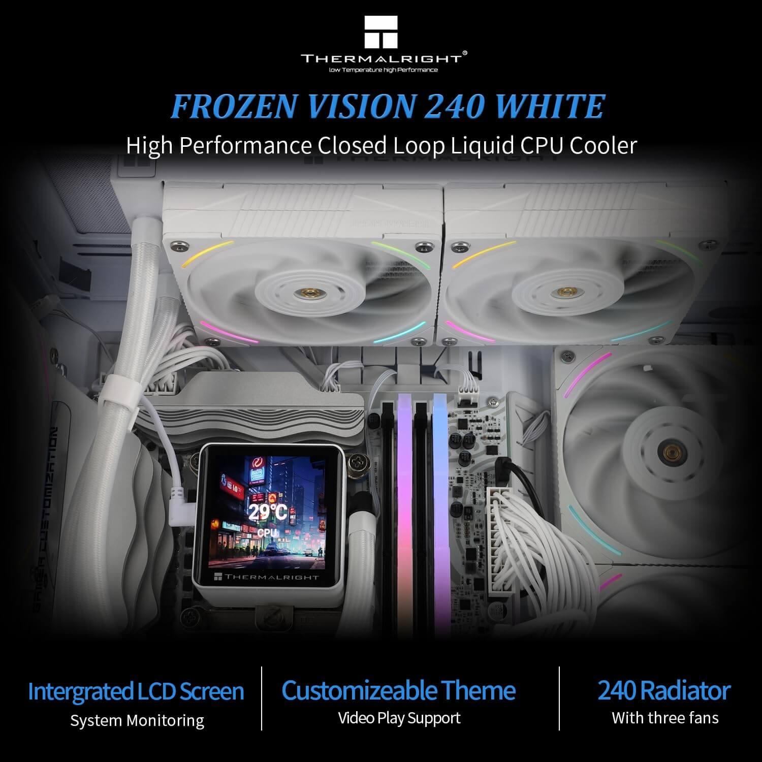 Thermalright Frozen Vision 240 240mm AIO Liquid CPU Cooler with LCD Display