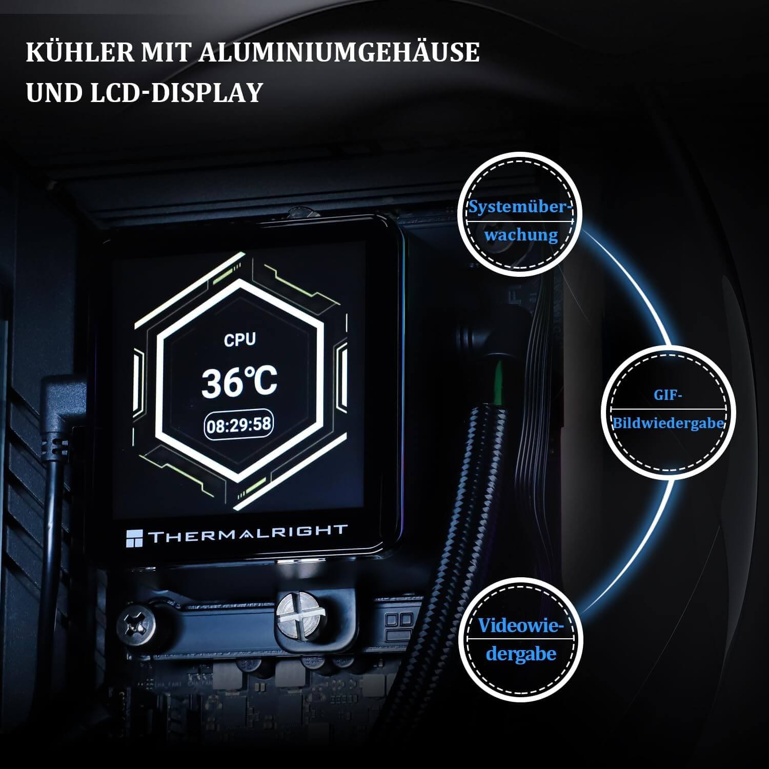 Thermalright Frozen Vision 360 360mm AIO CPU Liquid Cooler with 2.88 Inch IPS LCD Screen