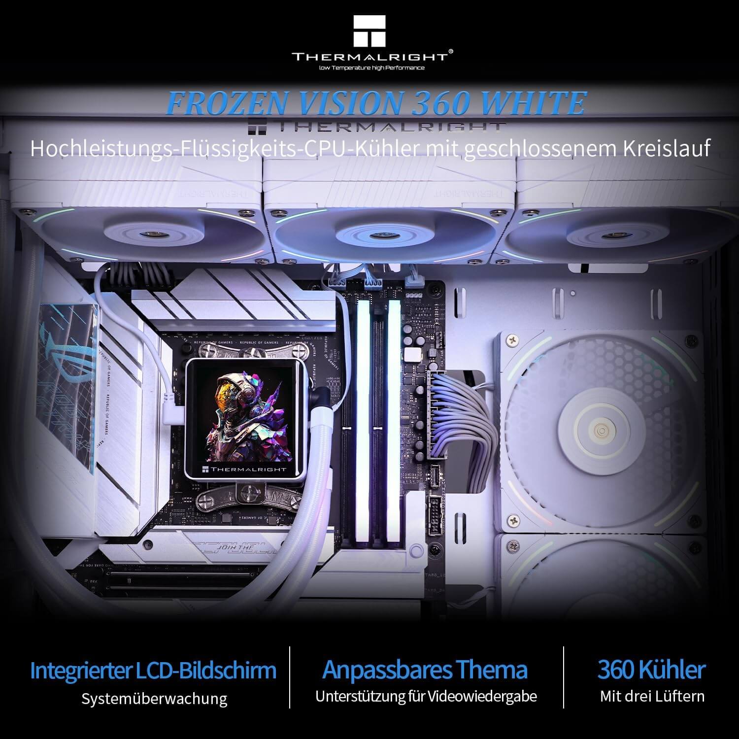 Thermalright Frozen Vision 360 360mm AIO CPU Liquid Cooler with 2.88 Inch IPS LCD Screen