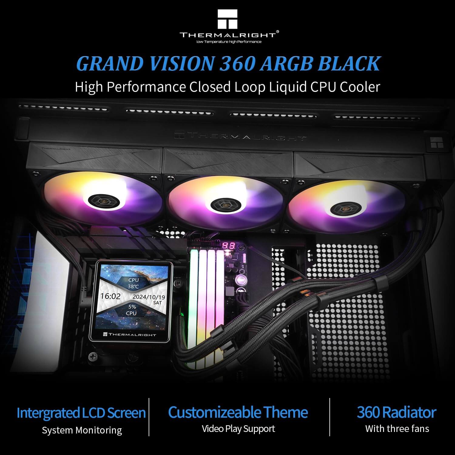 Thermalright Grand Vision 360 360mm ARGB AIO CPU Liquid Cooler with LCD Display