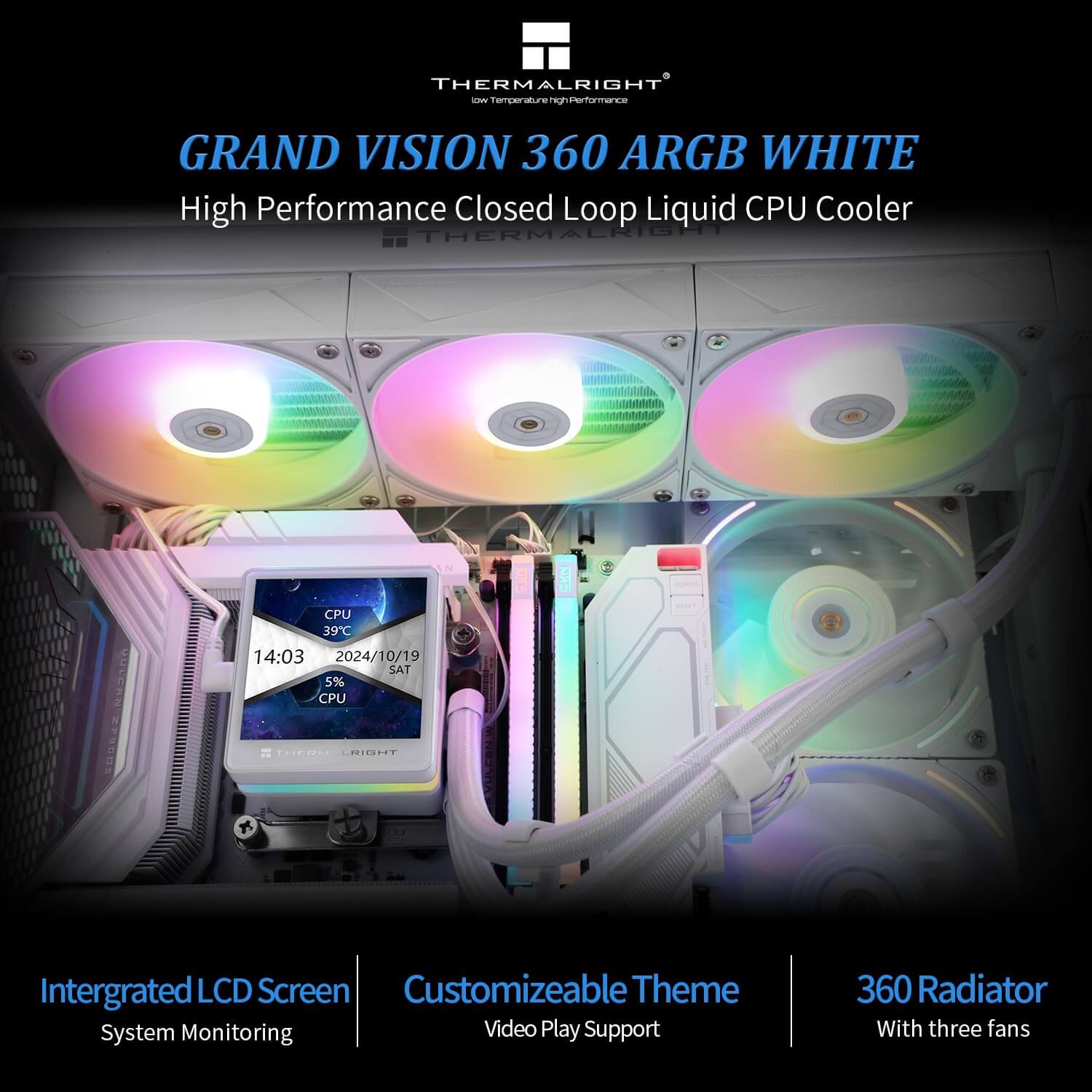 Thermalright Grand Vision 360 360mm ARGB AIO CPU Liquid Cooler with LCD Display