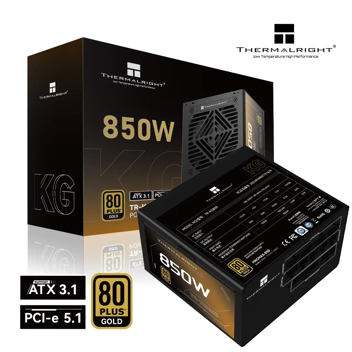 Thermalright KG-850 850W 80+ Gold Fully Modular Power Supply - Black