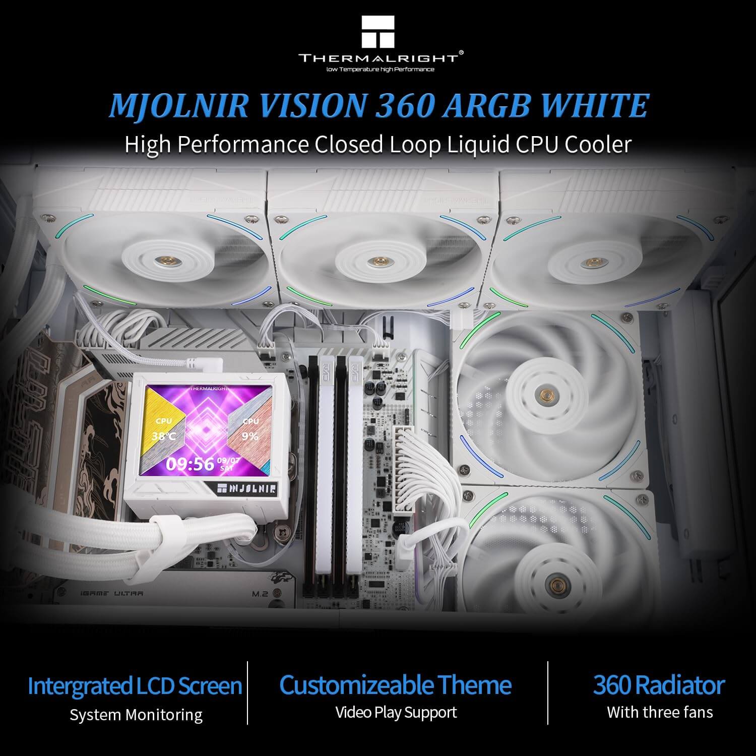 Thermalright Mjolnir Vision 360 360mm ARGB AIO CPU Liquid Cooler with LCD Display
