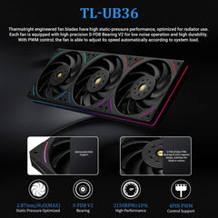 Thermalright Trofeo Vision 360 ARGB 360mm AIO CPU Liquid Cooler with 6.86 inch Magnetic IPS LCD Screen - Black