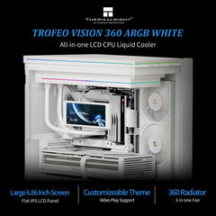 Thermalright Trofeo Vision 360 ARGB 360mm AIO CPU Liquid Cooler with 6.86 inch Magnetic IPS LCD Screen - White