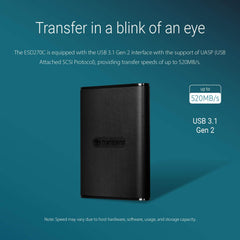 Transcend ESD270 500GB USB 3.1 Gen 2 Portable External SSD
