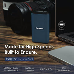Transcend ESD410C 4TB USB 3.2 Gen2 Portable External SSD Supports Apple 4K 60fps ProRes