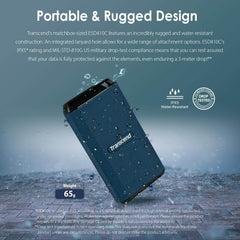 Transcend ESD410C 4TB USB 3.2 Gen2 Portable External SSD Supports Apple 4K 60fps ProRes