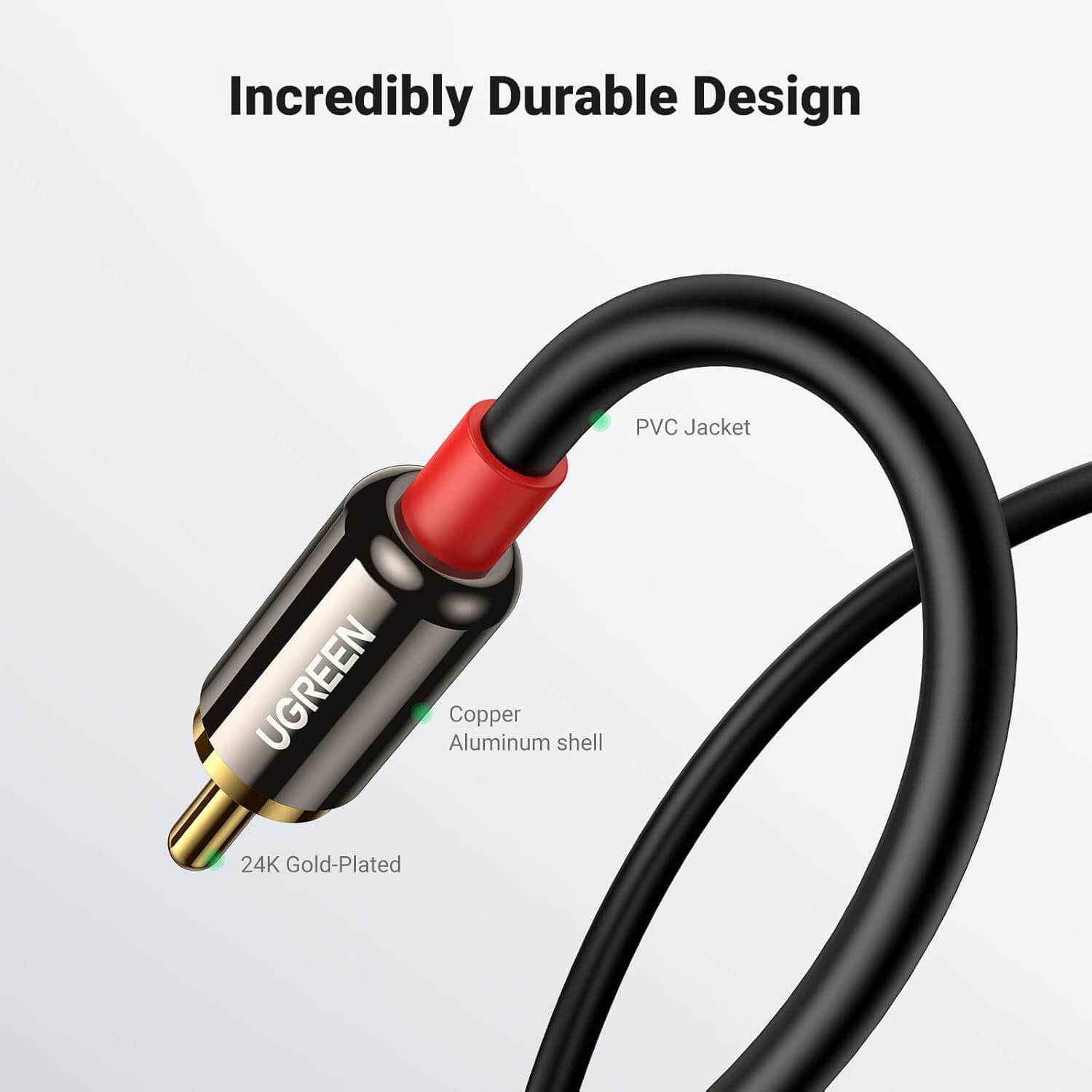 UGREEN 3.5mm to RCA Cable RCA Male to Aux Audio Adapter HiFi Sound Headphone Jack Adapter 3M -Black