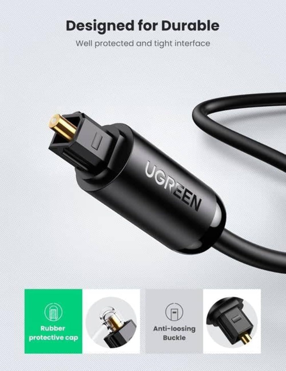 UGREEN Toslink Male To Male Fiber Optical Audio Cable 3M